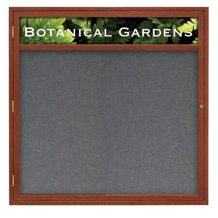 United Visual Products Double Door Enclosed Radius EZ Tack Board, 48"x36", Gold/Marble UV7003EZ-MARBLE-GOLD